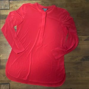 Lauren Ralph Lauren Red Long Sleeve Christmas Top